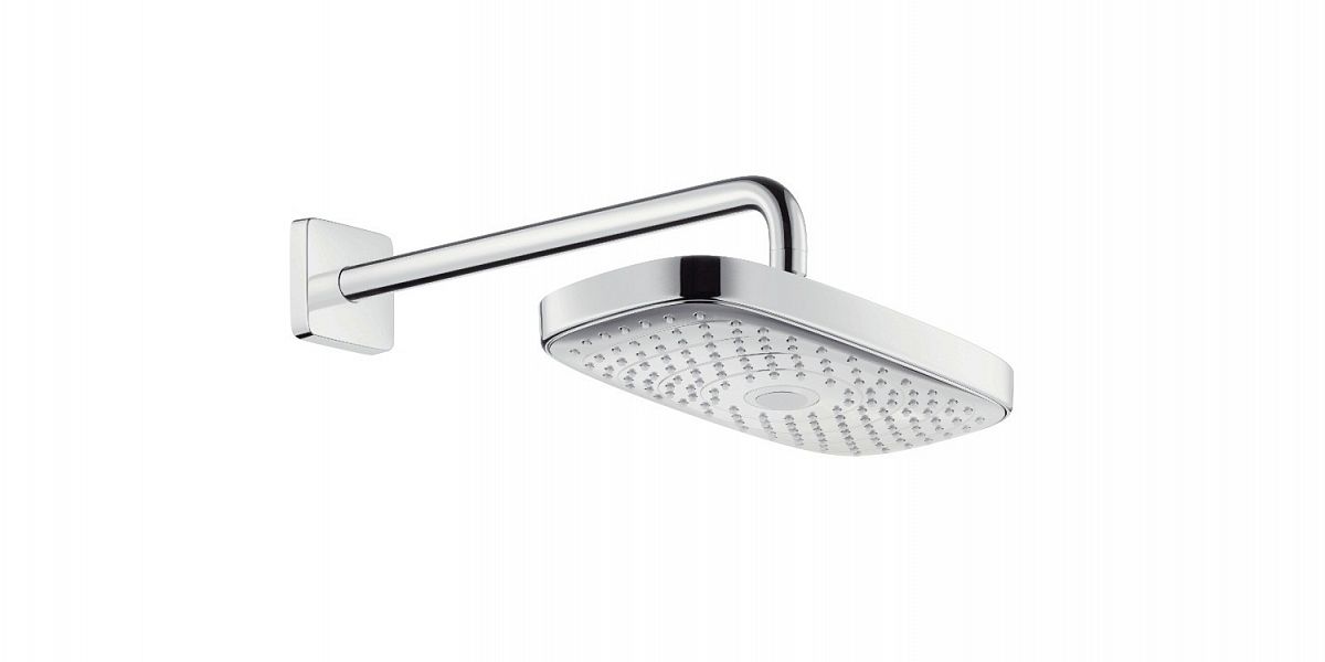 Верхний душ Hansgrohe Raindance Select E 300 2jet EcoSmart, с настенным кронштейном, белый/хром (26609400)